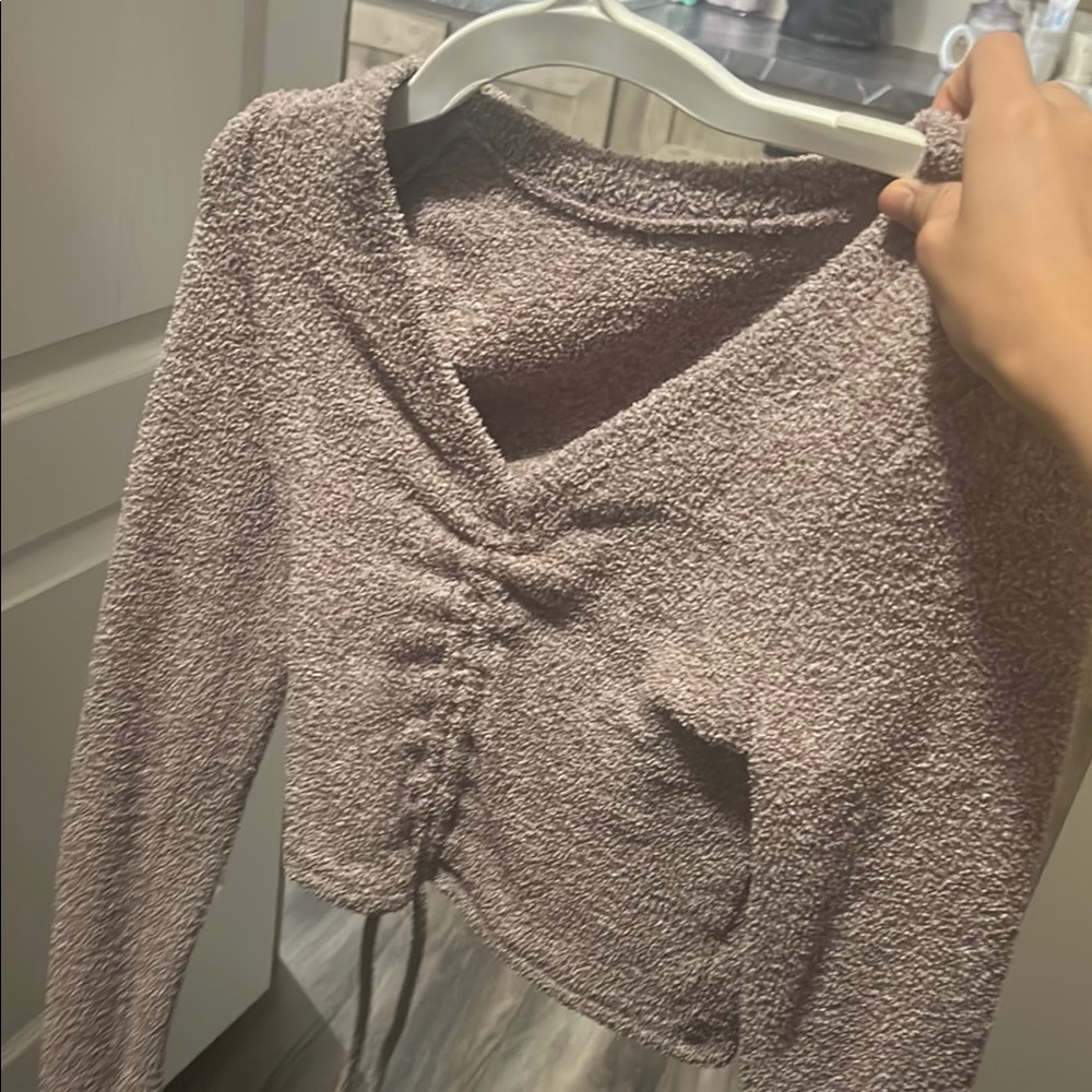 Textured Knit V-Neck Sweater